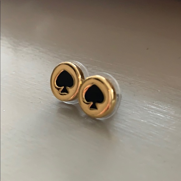 Kate Spade Black Spot The Spade Stud Earrings - Picture 1 of 3